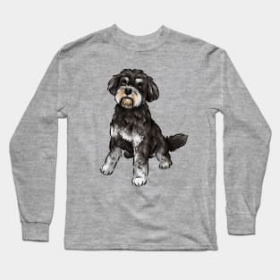 Cute Miniature Schnauzer Dog | Black and White Long Sleeve T-Shirt